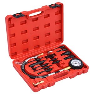 idaXL 14 Piece Diesel Compression Gauge Test Kit Car Vehicle Hand Tools Compression Testers Pressure Tester Kits Garage Equipme
