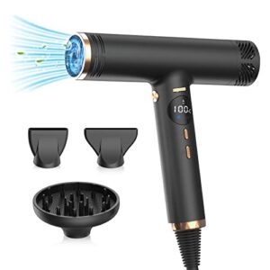 Hair Dryer Ionic Hairdryer with Diffuser - Lightweight Hairdryer with Thermo-Control 50-100c °Convertible to ℉