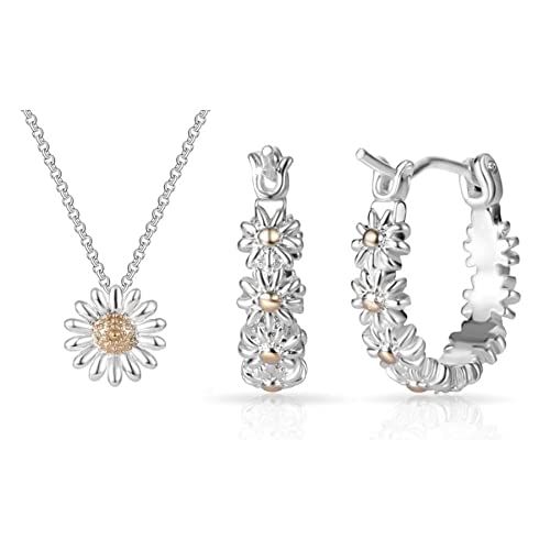 Philip Jones Daisy Necklace and Hoop Earrings Se