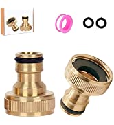 2 Pack Brass Garden Hose Tap Connector,1/2 inch Brass Male Threaded Tap Connector for Hose Pipe 1...
