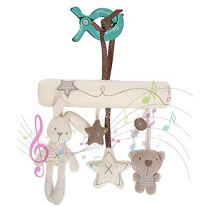 Baby Music Stroller Chain Plush Stroller Toys Mobile Bed Soft Hanging Musical Rabbit Bear Star Shape Toy with 1 Stroller Clip