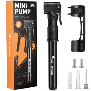 Bicycle Pump Mini Bike Pump - Aluminum Alloy Cycle Pump for Presta & Schrader Valve