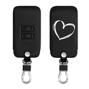 kwmobile Car Key Cover Compatible with Renault 4 Button Car Key Smart Key (only Keyless Go) - PU Leather Car Key Fob Cover - Brushed Heart White/Black