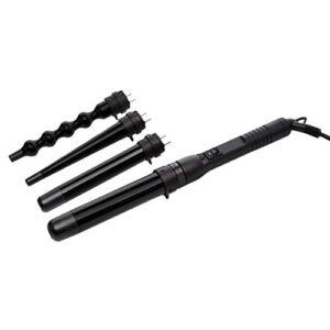 Amazon Basics PTC Ceramic Curling Wand Set with Interchangeable Attachments - Black