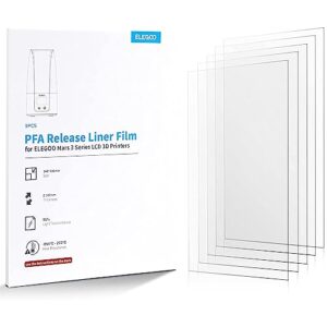 ELEGOO 5PCs Release Liner Film PFA for ELEGOO Mars Series LCD 3D Printer 146 * 195 MM and 0.127mm Thickness with Stronger Release Functionality