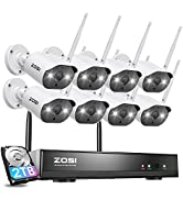 ZOSI 8CH 2K 3MP Solar Battery Powered Wireless Security Camera System, 3 x Outdoor Wire-Free Batt...