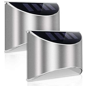 LeiDrail Solar Fence Lights Solar Garden Lights Outdoor LED Lights Solar Powered Wall Light Waterproof for Garden Fence Patio Gate Yard 2 Pack(Cold White)            [Energy Class A++]