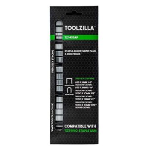 TOOLZILLA Heavy Duty Staple Assortment Pack for Staple Gun (Pack of 4