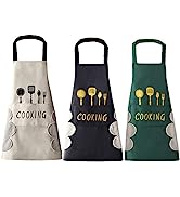 Kitchen Apron, 3 Pack Unisex Cooking Apron, Bib Aprons With Pocket & Adjustable Strap, Oil-Proof ...