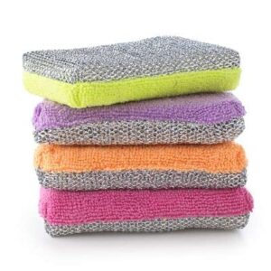 Lakeland Dual Action Microfibre Cleaning Sponge & Scourer Pads - Pack of 4