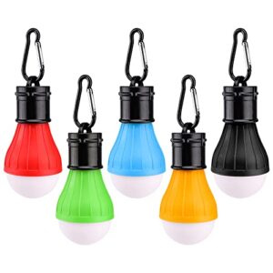 5 Pcs Camping Lights LED Tent Lights with Carabiner Clips Outdoor Mini Camping Lantern Portable LED Tent Lantern Lamp 3 Lighting Modes Hanging Light Waterproof Emergency Camping SOS Signal Ligh