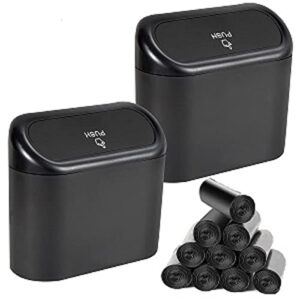 EnthuLove 2 Packs mini Car Trash Can Bin with Lid and 150pcs trash bags