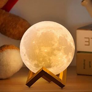 ACED Moon Lamp 2023 Upgrade with Timing 3D Printing Moon Night Light 16 Colours 15cm with Wooden Stand Remote & Touch Control and USB Rechargeable Gift for Girls Boys Kids Women Men Birthday            [Energy Class G]
