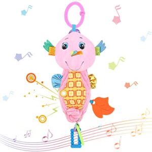 VicTop Multifunctional Baby Pram Toys Colorful Infant Stroller Toy with Music Hanging Plush Toy with Teether
