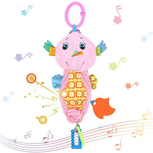VicTop Multifunctional Baby Pram Toys Colorful Infant Stroller Toy with Music Hanging Plush Toy with Teether