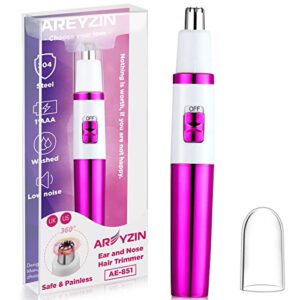 Ear and Nose Hair Trimmer for Women Nose Hair Clipper Professional Painless Nose Trimmer Ladies Eyebrow and Facial Hair Trimmer Battery-Operated
