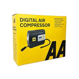 AA 12V Digital Tyre Inflator AA5502 – For Cars Other Vehicles Inflatables Bicycles - Shows PSI BAR KPA 0-120 PSI – Includes Adaptors