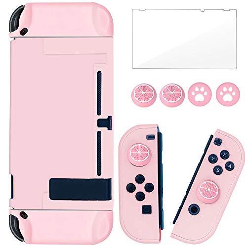 BRHE Dockable Switch Protective Case Cover for Nintendo Switch Controllers with Glass Screen Protector