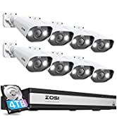 ZOSI 16CH 4K PoE Home Security Camera System with Person Vehicle Detection,8pcs 5MP Indoor Outdoo...