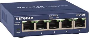 NETGEAR 5 Port Gigabit Network Switch GS105 | Ethernet Switch | Ethernet Splitter | Plug-and-Play | Silent Operation | Desktop or Wall Mou