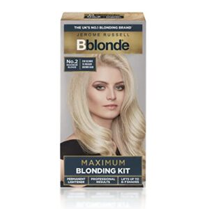 Jerome Russell Bblonde No.2 Maximum Blonding Hair Dye Kit - Blonde Hair Dye for Blonde to Medium Brown Hair Colour with Avocado Oil