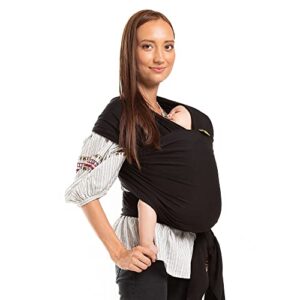 Boba Baby Wrap Carrier Newborn to Toddler - Stretchy Baby Wraps Carrier - Baby Sling - Hands-Free Baby Carrier Wrap - Baby Carrier Sling - Baby Carrier Newborn to Toddler 7-35 lbs (Black)