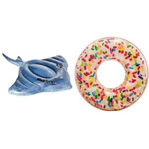 Intex Stingray Ride-On Inflatable Swimming Pool Beach Float Toy -57550NP & 56263NP Sprinkle Donut Tube Toy