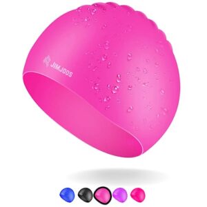 JIMJOOS Waterproof Kids Swimming Cap - 100% Silicone Durable and Odour Free Swim Hat - Stretchable