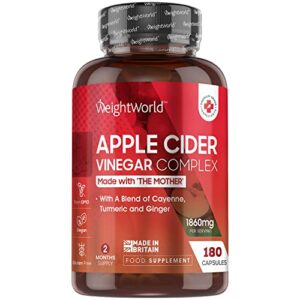 Apple Cider Vinegar with Mother - 180 High Strength Apple Cider Vinegar Capsules with Probiotics