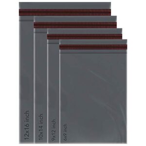 100 Mixed Mailing Poly Postal Self Seal Bags 4 Sizes 25 from Each iSOUL Small to Large Mailing Bags Postage Packaging Assorted Mailers Posting Shipping Post Parcel Package Bags (Grey)