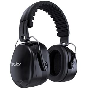 34db Noise Cancelling Headphones Autism Ear Protectors Foldable Hearing Protection Safety Ear Muffs for Alpine Construction Shooting Hunting Machinery Work Mowing -Black