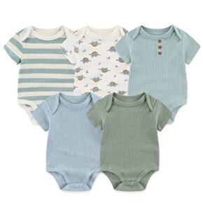 Chamie Newborn baby bodysuit short-sleeved one-piece baby pants trousers pure cotton suitable for boys and girls 0-12M