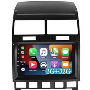 CAMECHO Apple Carplay 9 Inch Android 11 Stereo For Volkswagen Touareg 2003-2010 Double Din Car Stereo with Sat Nav Bluetooth Support GPS/HiFi/FM RDS Radio/Bluetooth/WiFi/SWC/Reverse Camera
