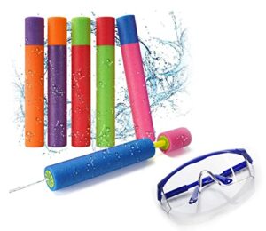 Foam Water Guns for Kids - Set of 6PCS Beach Toys - Blaster Shooters - Shoots Up to 35 Feet - Outdoor Squirt Guns - Pool Toys for Kids & Adults (6pcs) (4 * 30CM)
