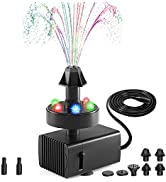 SZMP 24-Hours Working Pond Fountain Pump,Bird Bath Fountain Pump with 7 Nozzles for Outdoor,Garde...