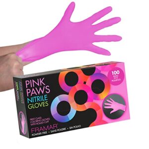 FRAMAR Pink Nitrile Gloves Small – Disposable Gloves Small