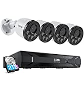 ZOSI 4K NVR 5MP PoE CCTV Security Camera System, 8-Port 16CH NVR with 2TB HDD, 4x5MP Outdoor PoE ...