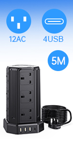 Tower Extension Lead with USB Slots