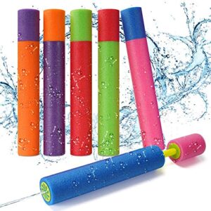 Water Guns - Ucradle 6Pcs Foam Water pistol Beach Toys Squirt Gun Water Blaster for Party Favors Pool Beach Garden Outdoor Water Toys with Long Range up to 7-8m for Kids Adults
