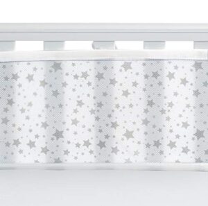 BreathableBaby Breathable Mesh Liner For Cot Beds — Covers 2 Sides — Classic — 3 mm — Twinkle Grey — 2 Panels — Non-Padded Single Layer — Safer Than a Crib Bumper — UK/EU Safety Tested