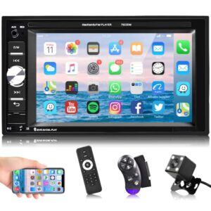 Hodozzy Double Din Car Stereo 6.2" Car Radio Digital Touch Screen Bluetooth Multimedia Mp5 Player with Rear View Camera