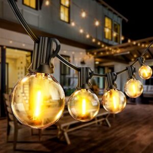 PBGMRT Outdoor String Lights Mains Powered - 100FT/30M G40 Garden Festoon Lights with 55+3 Shatterproof LED Bulbs Waterproof for Outside Patio Gazebo Pergola