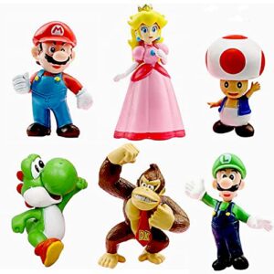 YOOYEH 6 PCS Super Mario 3D Party Cake Toppers