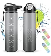 Spopal Water Bottles with Straw, [Upgraded Version] 1 Litre Sports Water Bottle with Motivational...
