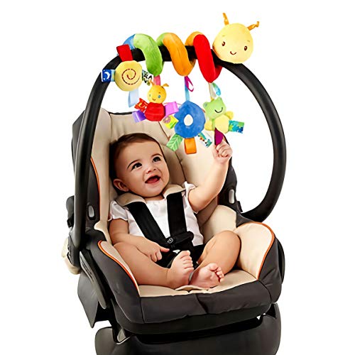 OSALADI Crib Spiral Toy Spiral Activity Hanging Stroller toys Car Seat Pram Toy with Ringing Bell Baby Soft Plush Toys for Infant Babies Toddle