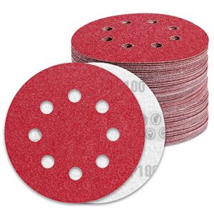 Awutzut 125mm Sanding Discs 100 Grit for 5 inch Discs Pads Hook and Loop Orbital Sander (100PCS)