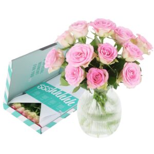 BloomPost Pink Roses - Letterbox Gift - Fresh Flowers Delivered - Bouquet Perfect for Mothers Day