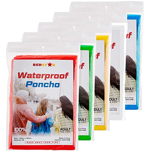 Rain Poncho Waterproof Ponchos Adults - Disposable Waterproof Poncho Rain Coat Men and Women - Plastic Rain Poncho Adult Waterproof Family Pack - Emergency Poncho Festival Essentials Festival Raincoa