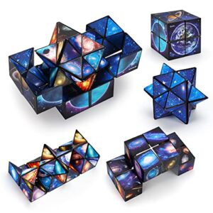 pearoft 2 in 1 Starry Sky Magic Cube Planet Infinity Cube Transforming Cubes 3D Puzzle Cube - Creative Gift for Kids Adults