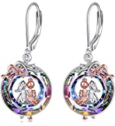 Moon Dangle Earrings for Women, 925 Sterling Silver Drop Dangly Earrings Sisters Design Hypoaller...